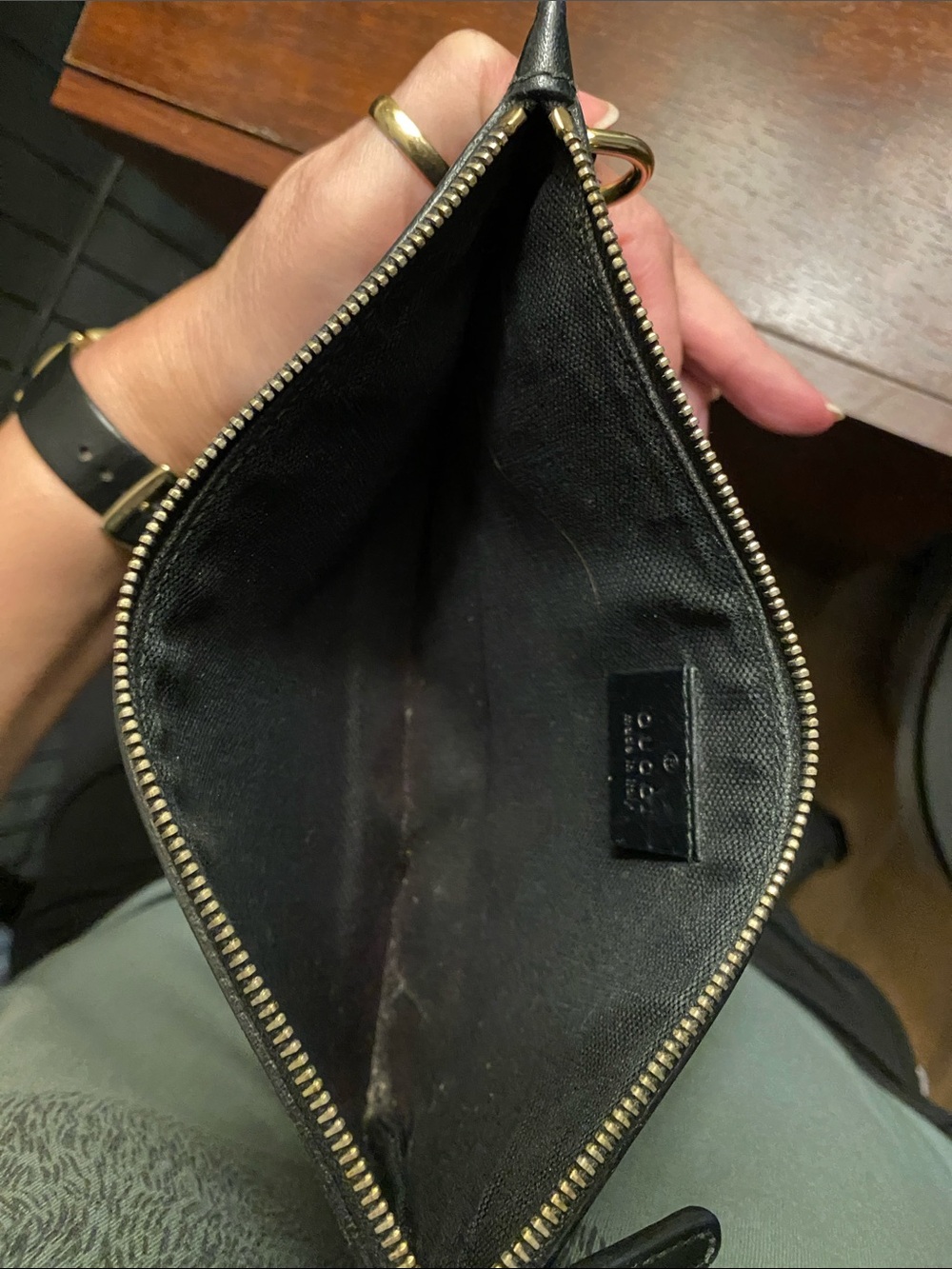 Gucci Black Embossed 'Made in Italy' Leather Toiletry Pouch, Wristlet or Clutch - Picture 3 of 7